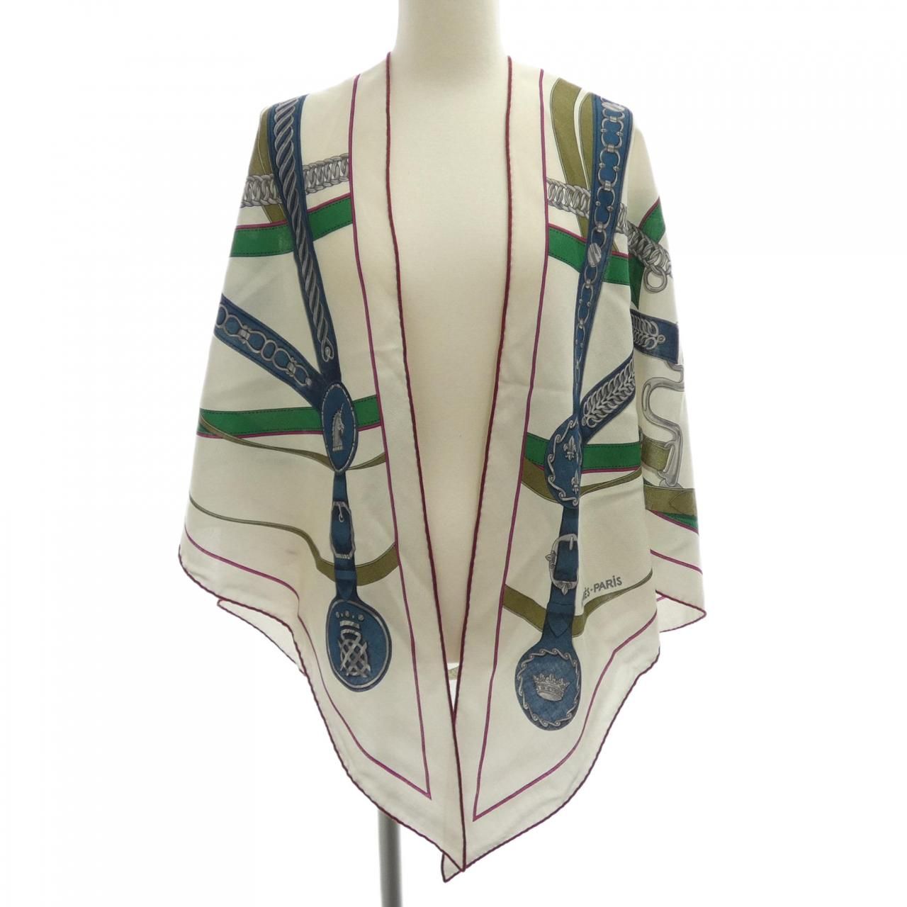 Hermes Morning Walk White M Shawl Scarf