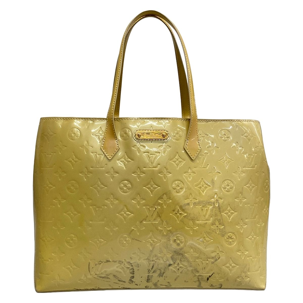 Louis Vuitton Handbag Monogram Vernis Wilshire MM Blanc Corail Leather