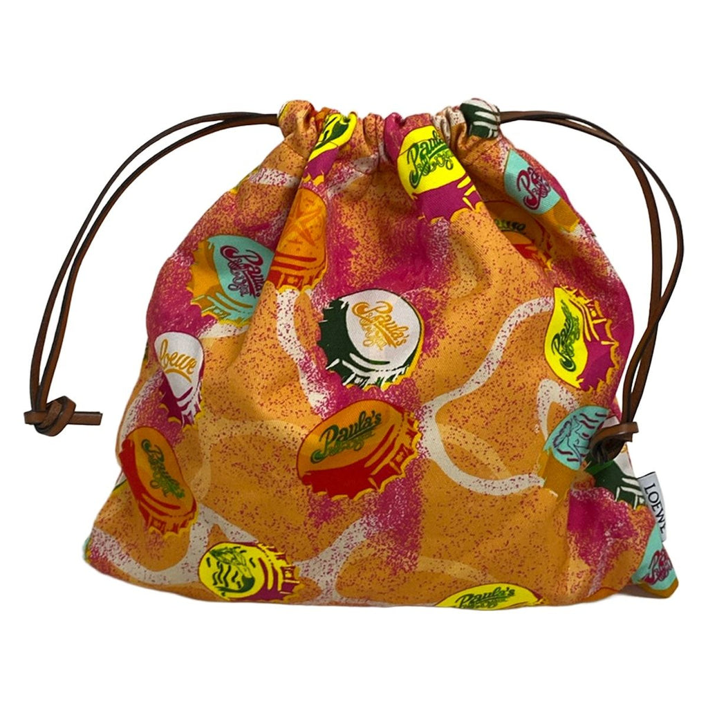 Loewe Pouch Bottle Cap Drawstring Pink Orange Multi Paulas Ibiza Cotton