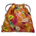 Loewe Pouch Bottle Cap Drawstring Pink Orange Multi Paulas Ibiza Cotton — view 2