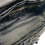Prada Shoulder Bag Gather Black Leather Tag Plastic Chain — view 7