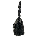 Prada Shoulder Bag Gather Black Leather Tag Plastic Chain — view 4