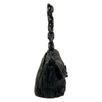 Prada Shoulder Bag Gather Black Leather Tag Plastic Chain — view 2