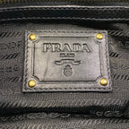 Prada Shoulder Bag Gather Black Leather Tag Plastic Chain — view 9