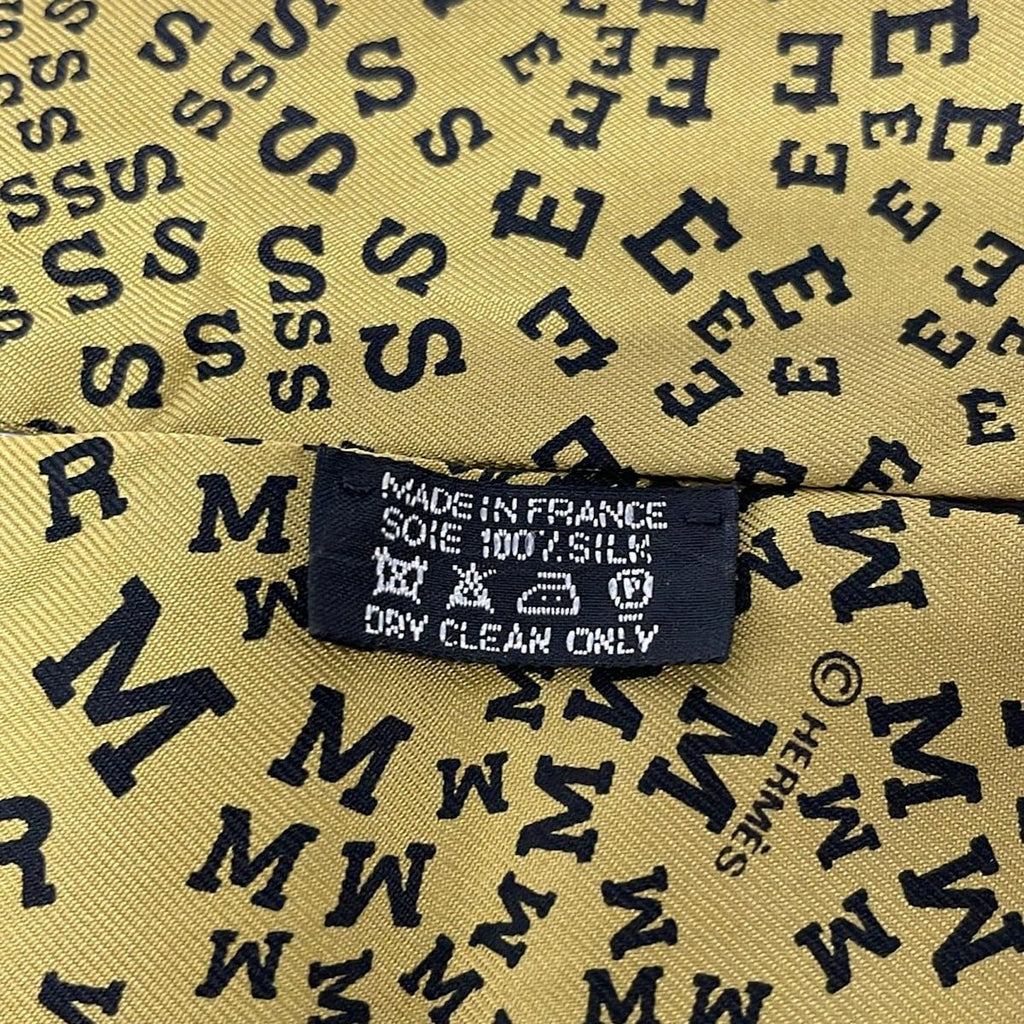 Hermes Scarf Twill Beige Black Ribbon Alphabet — view 2
