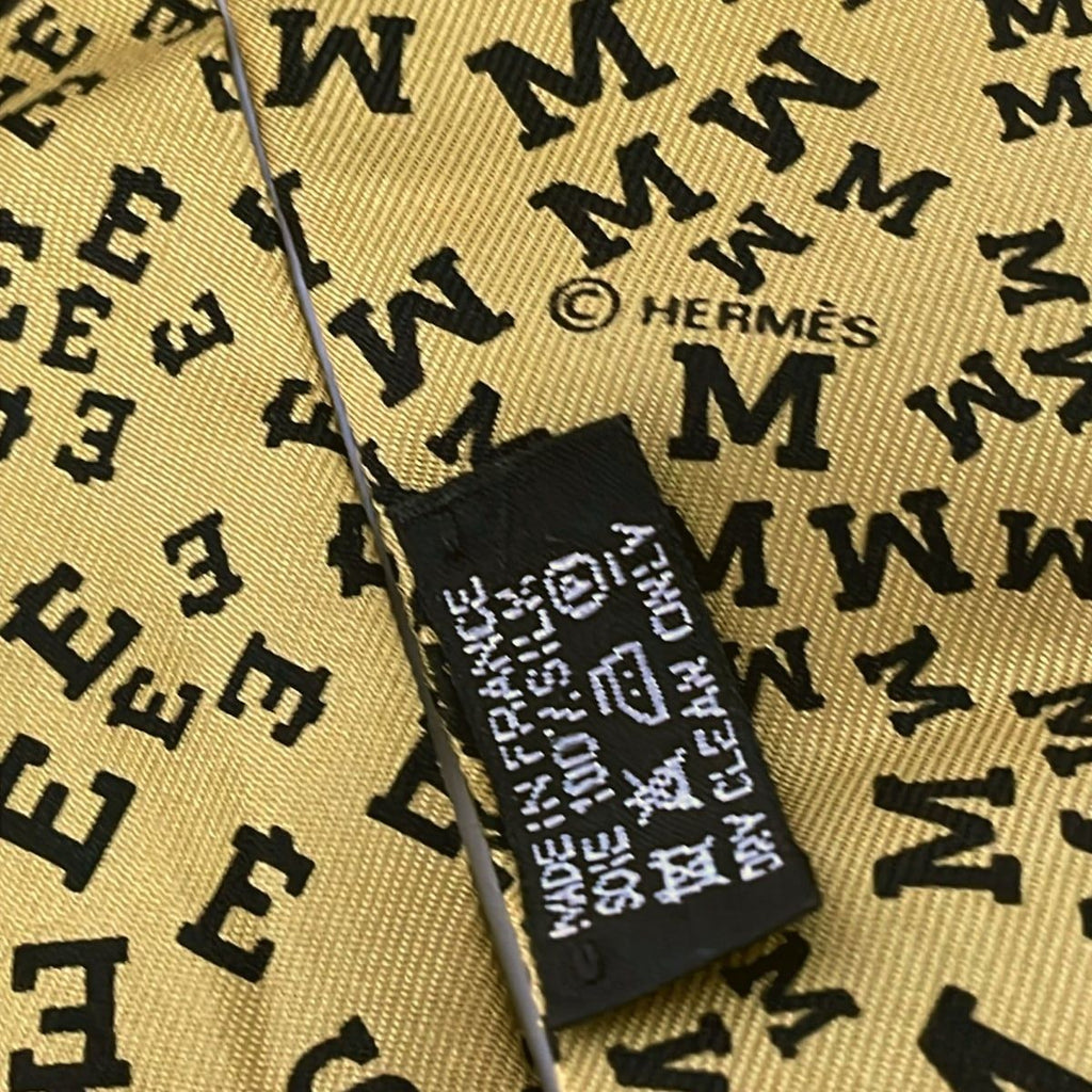 Hermes Scarf Twill Beige Black Ribbon Alphabet — view 3