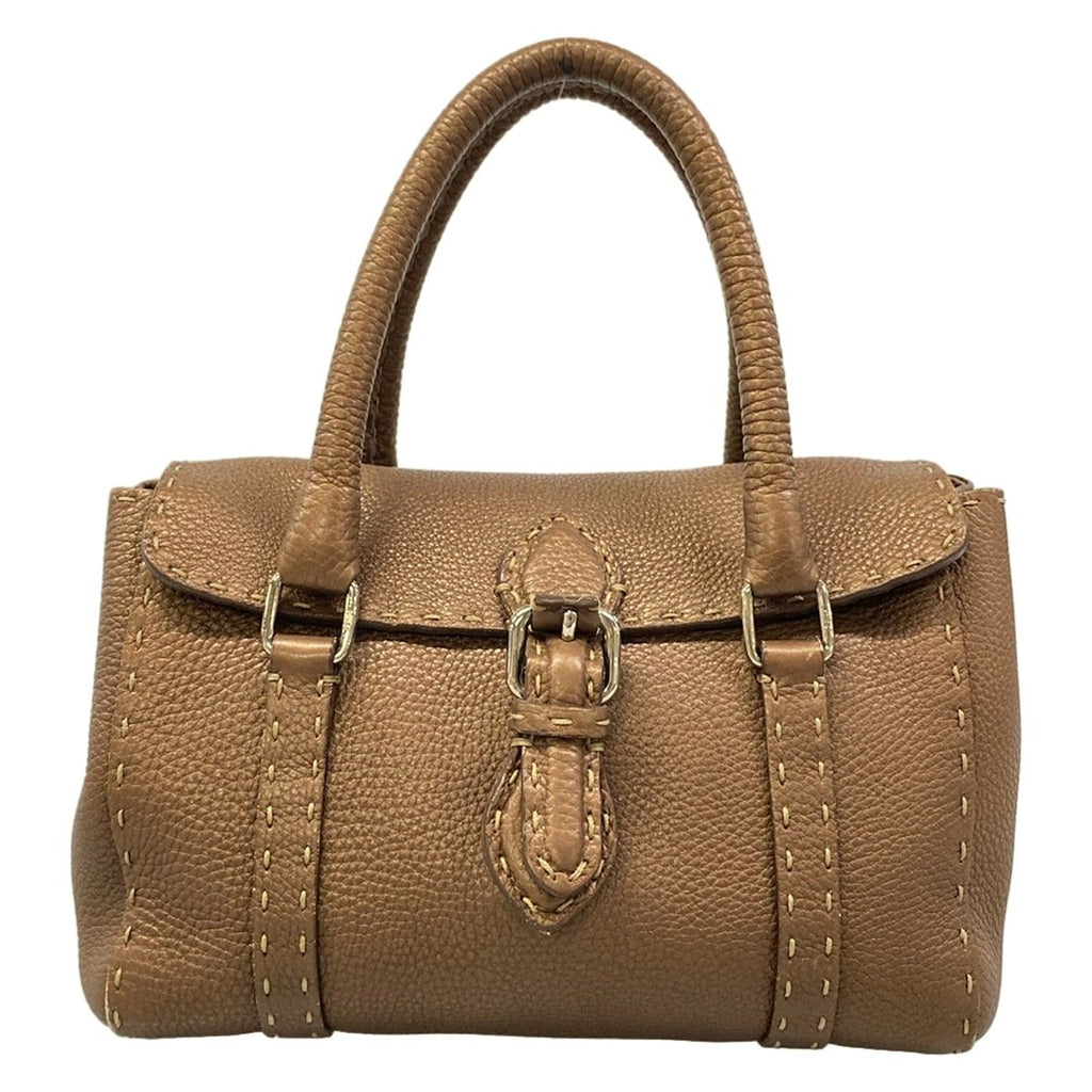 Fendi Handbag Linda Bagselleria Dark Brown Leather