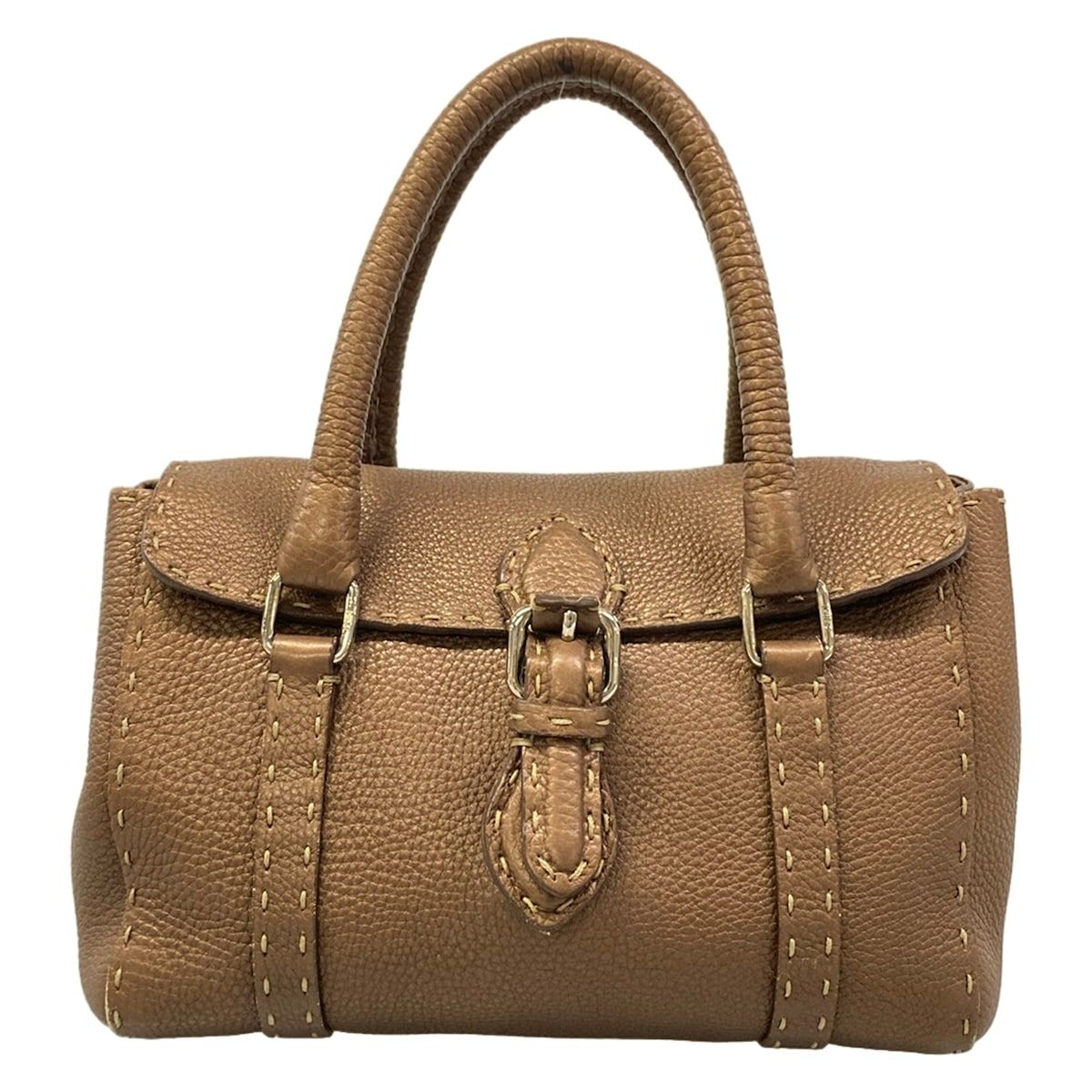 Fendi Handbag Linda Bagselleria Dark Brown Leather