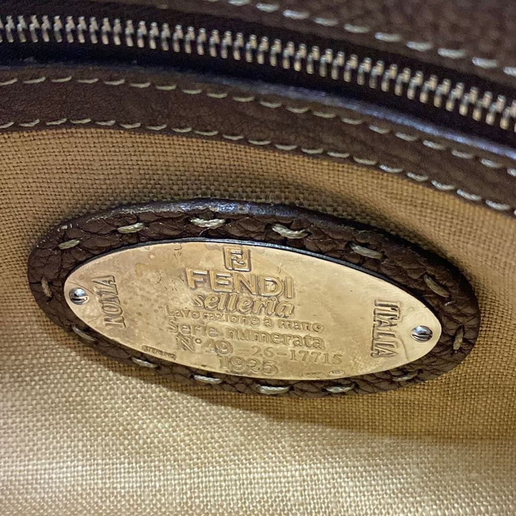 Fendi Handbag Linda Bagselleria Dark Brown Leather — view 9