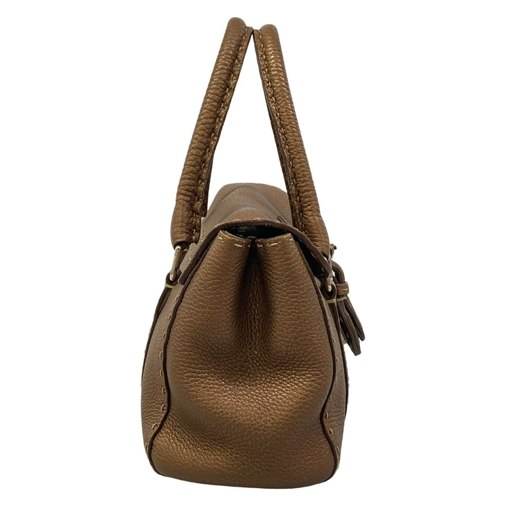 Fendi Handbag Linda Bagselleria Dark Brown Leather — view 2