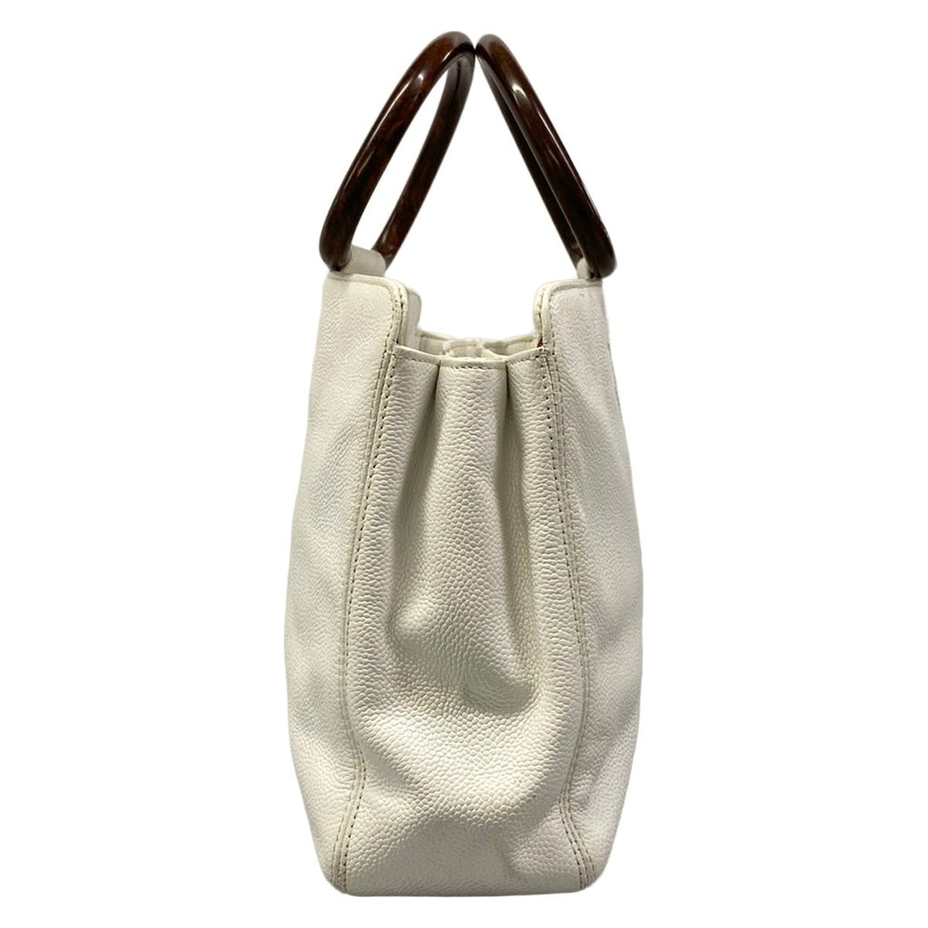 Chanel Handbag White CC Logo Wood Handle — view 2