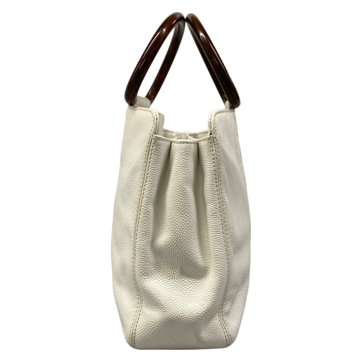Chanel Handbag White CC Logo Wood Handle — view 2