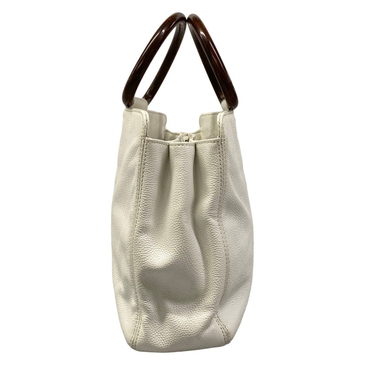 Chanel Handbag White CC Logo Wood Handle — view 4