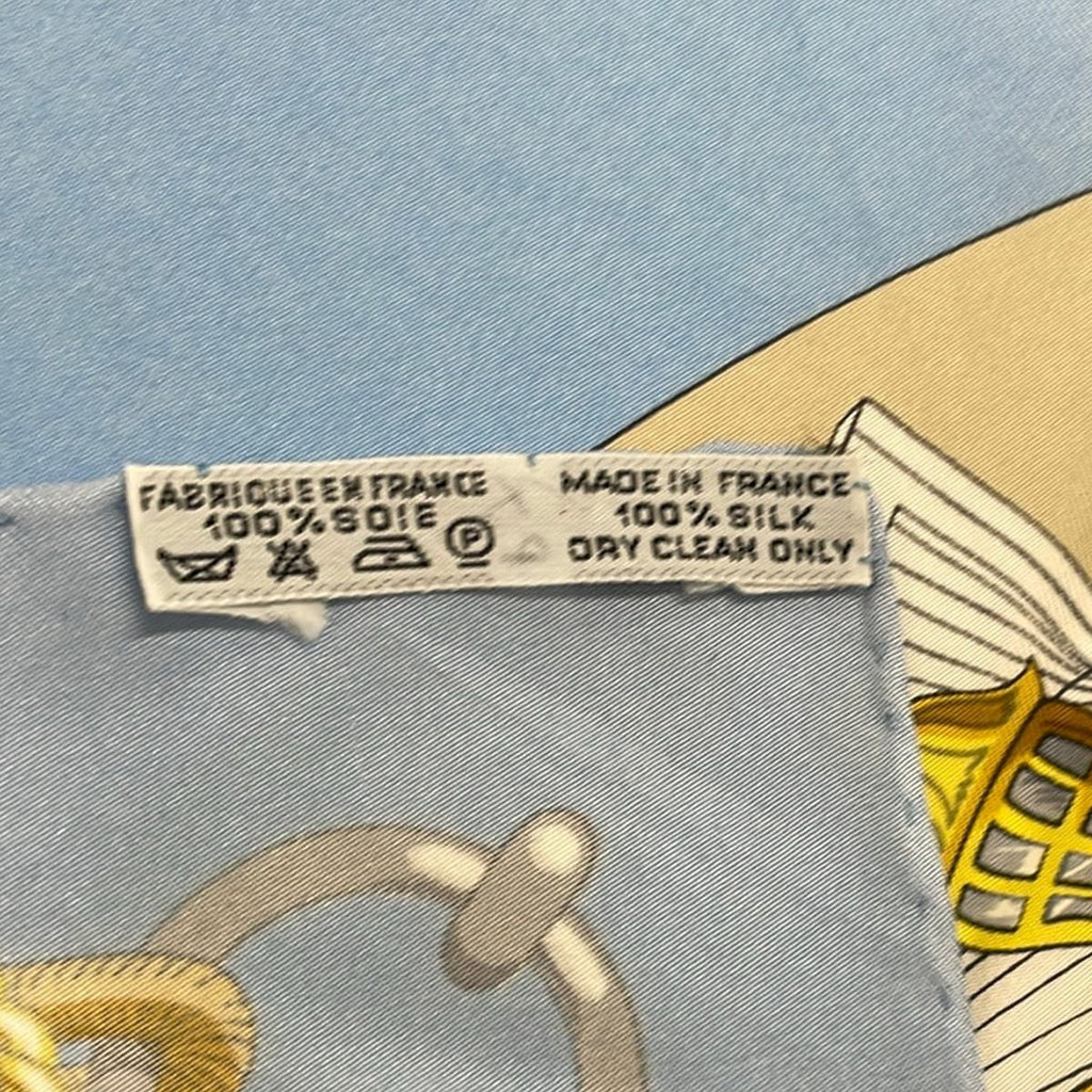 Hermes Scarf Carre 90 Light Blue Yellow Multi Chateaux Darriere Silk — view 3