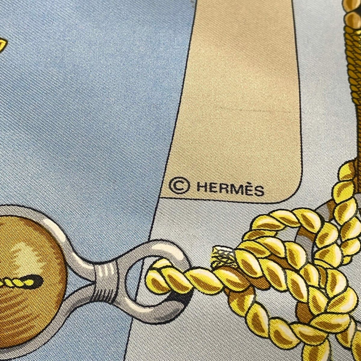 Hermes Scarf Carre 90 Light Blue Yellow Multi Chateaux Darriere Silk — view 2