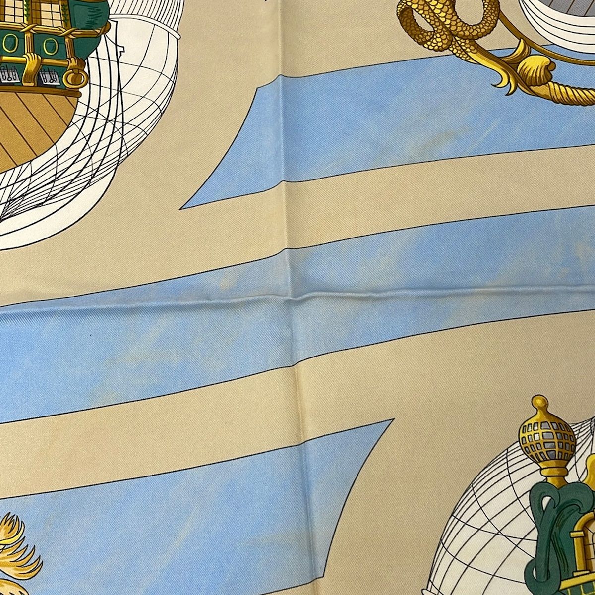 Hermes Scarf Carre 90 Light Blue Yellow Multi Chateaux Darriere Silk — view 5
