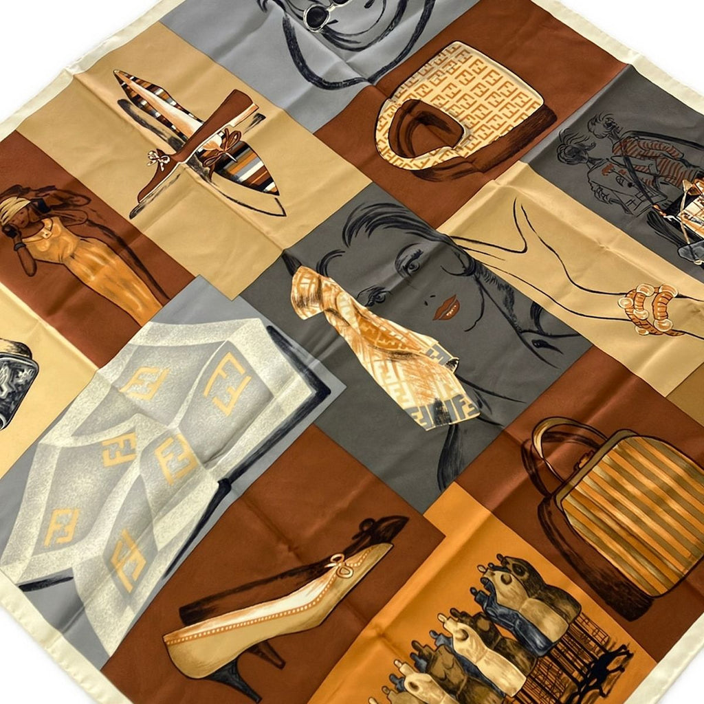 Fendi Scarf Brown Beige Multi
