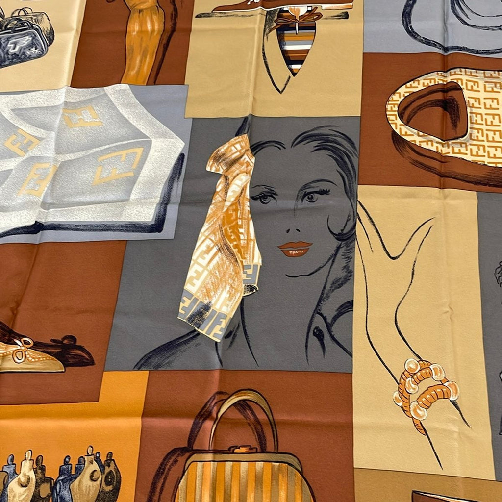 Fendi Scarf Brown Beige Multi — view 4