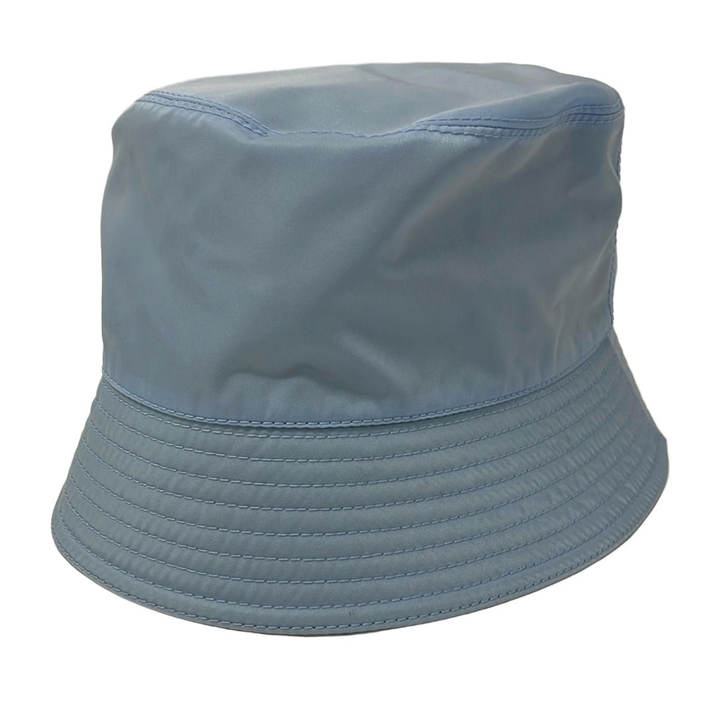 Prada Hat L Re-Nylon Bucket Hat Light Blue Triangle Logo