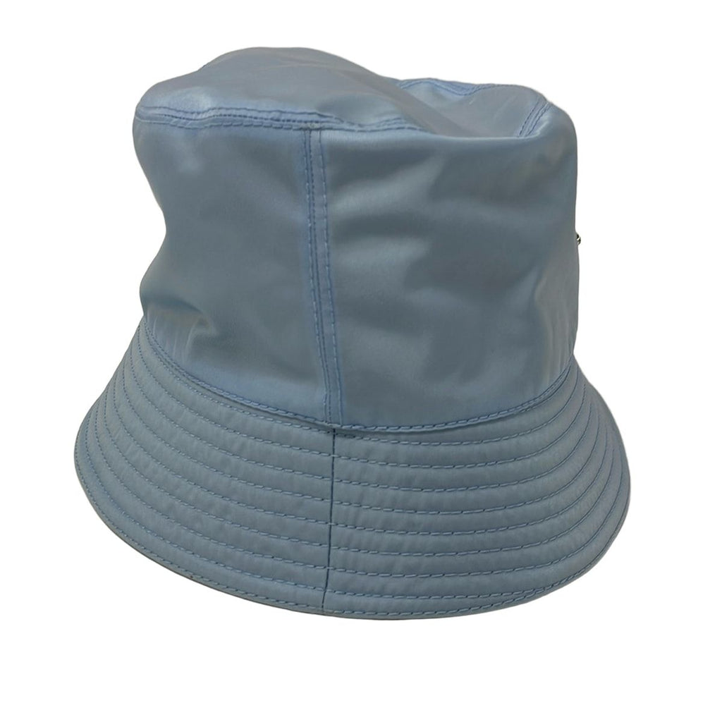 Prada Hat L Re-Nylon Bucket Hat Light Blue Triangle Logo — view 3