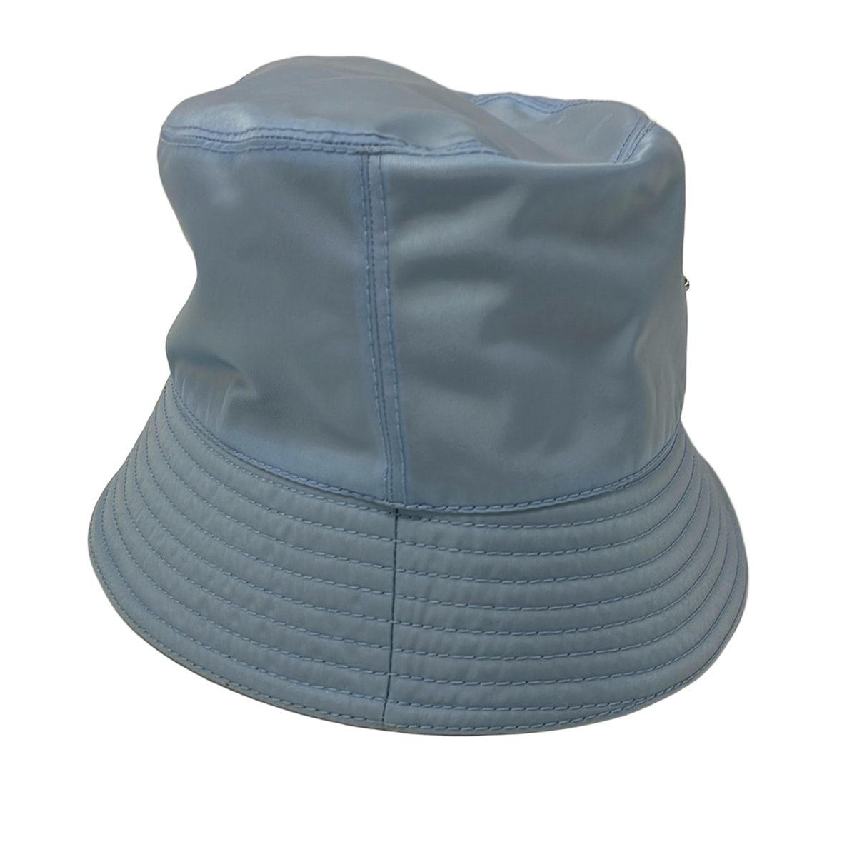 Prada Hat L Re-Nylon Bucket Hat Light Blue Triangle Logo — view 3