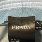 Prada Hat L Re-Nylon Bucket Hat Light Blue Triangle Logo — view 5