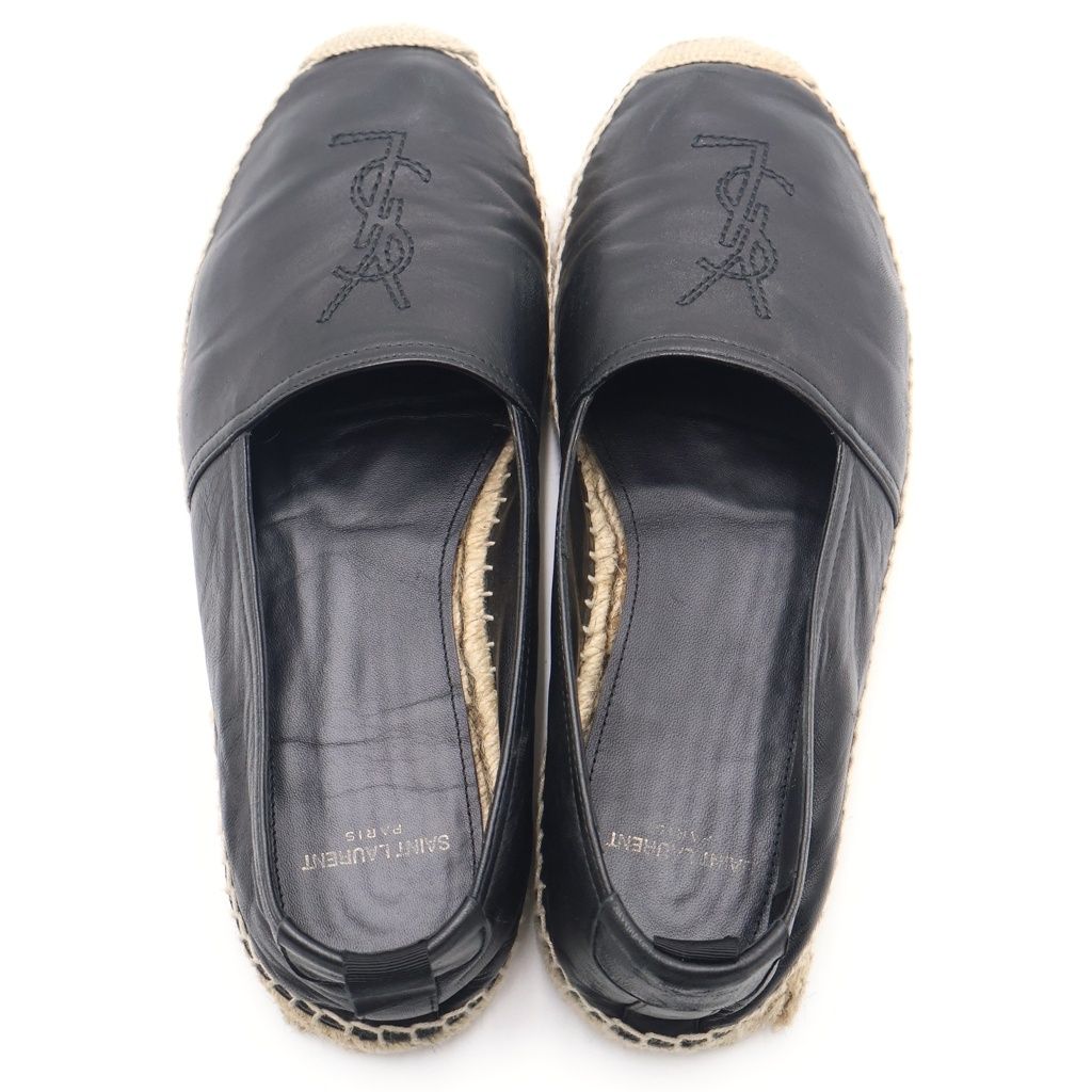 Saint Laurent Paris Front Logo Embroidery Low Cut Sneakers Leather Shoes Black — view 4