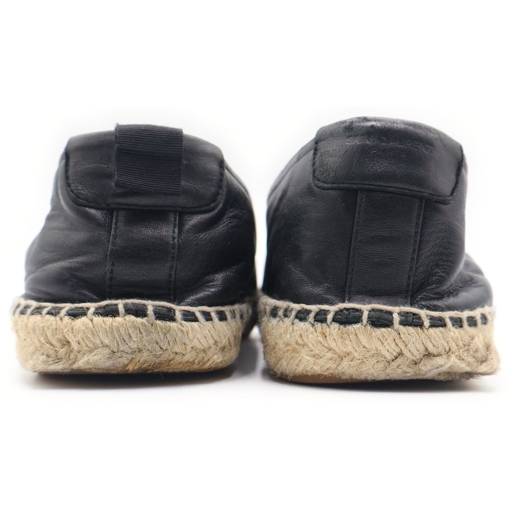 Saint Laurent Paris Front Logo Embroidery Low Cut Sneakers Leather Shoes Black — view 3