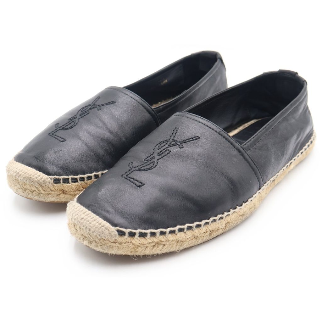 Saint Laurent Paris Front Logo Embroidery Low Cut Sneakers Leather Shoes Black — view 2