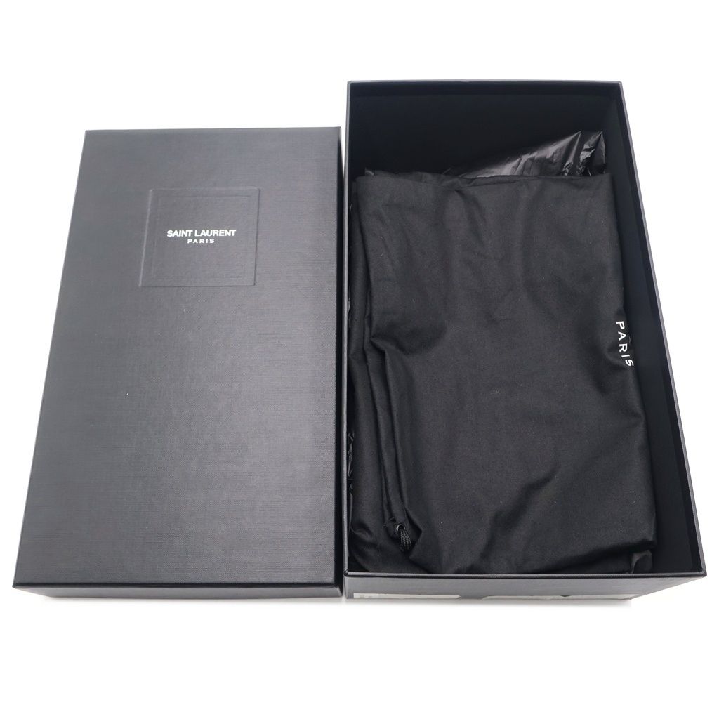Saint Laurent Paris Front Logo Embroidery Low Cut Sneakers Leather Shoes Black — view 6
