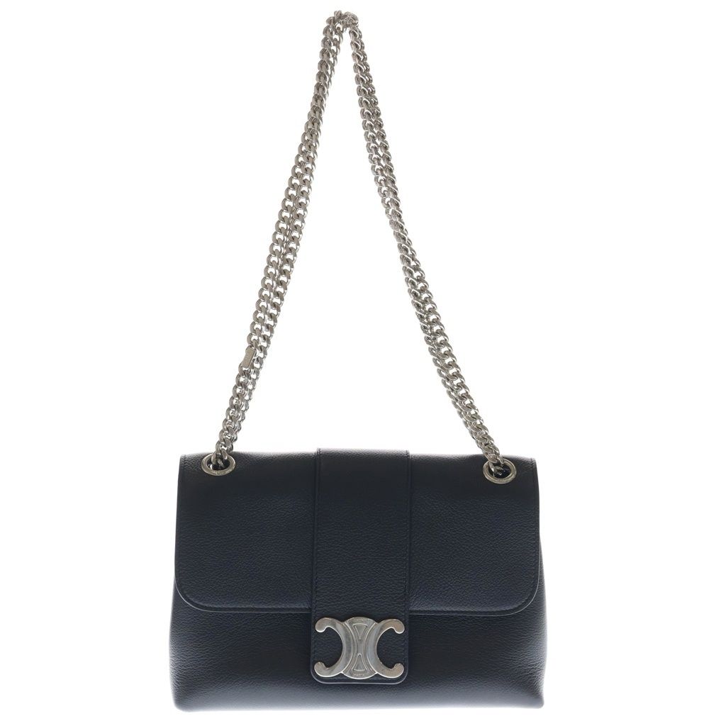 Celine Victoire Medium 2-Way Chain Shoulder Handbag Silver Black