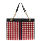 Gucci Rajah Tote Red Black Tweed Leather Gold — view 2