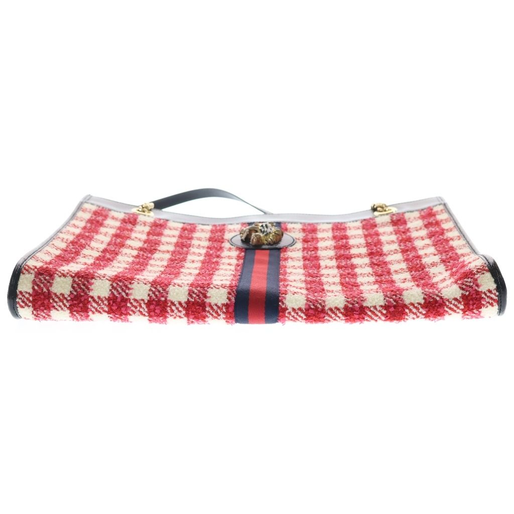 Gucci Rajah Tote Red Black Tweed Leather Gold — view 4