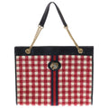 Gucci Rajah Tote Red Black Tweed Leather Gold