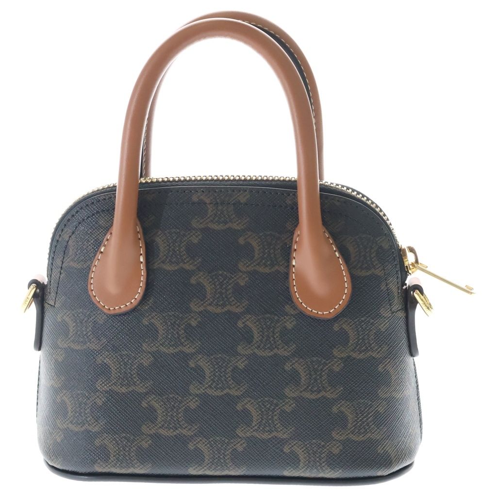 Celine Mini Honorine Triomphe Canvas Leather Crossbody Handbag Gold Brown — view 2
