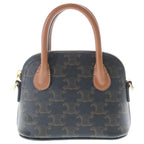 Celine Mini Honorine Triomphe Canvas Leather Crossbody Handbag Gold Brown