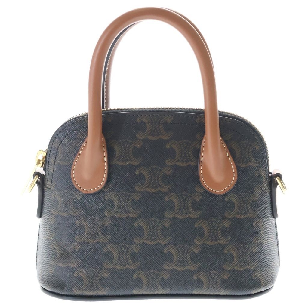 Celine Mini Honorine Triomphe Canvas Leather Crossbody Handbag Gold Brown