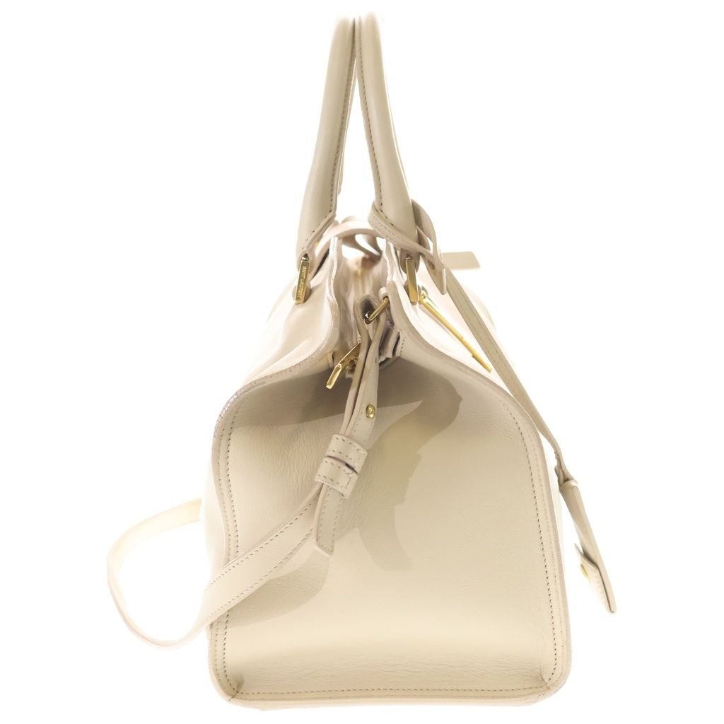 Saint Laurent Paris Line Petit Cabas 2-Way Shoulder Bag Beige Leather Gold — view 3