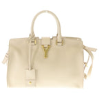 Saint Laurent Paris Line Petit Cabas 2-Way Shoulder Bag Beige Leather Gold