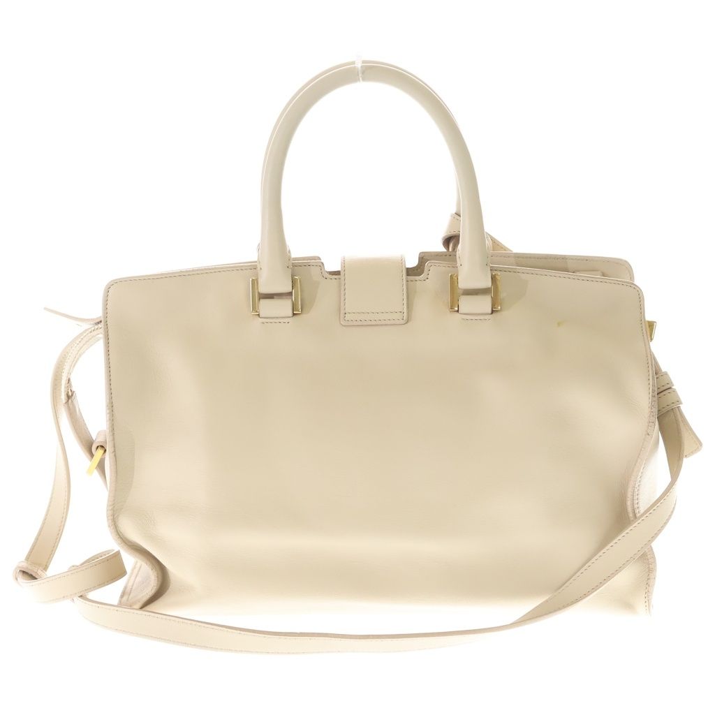 Saint Laurent Paris Line Petit Cabas 2-Way Shoulder Bag Beige Leather Gold — view 2