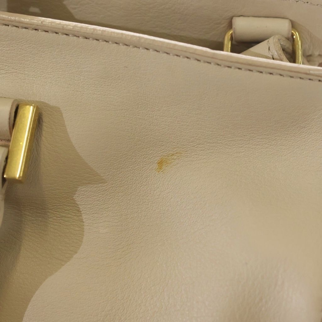 Saint Laurent Paris Line Petit Cabas 2-Way Shoulder Bag Beige Leather Gold — view 6