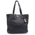 Prada Logo Leather Handbag Black