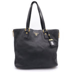 Prada Logo Leather Handbag Black