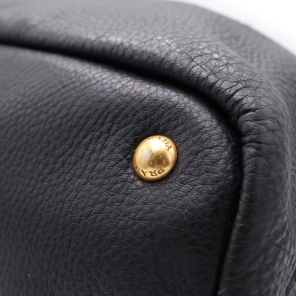 Prada Logo Leather Handbag Black — view 6