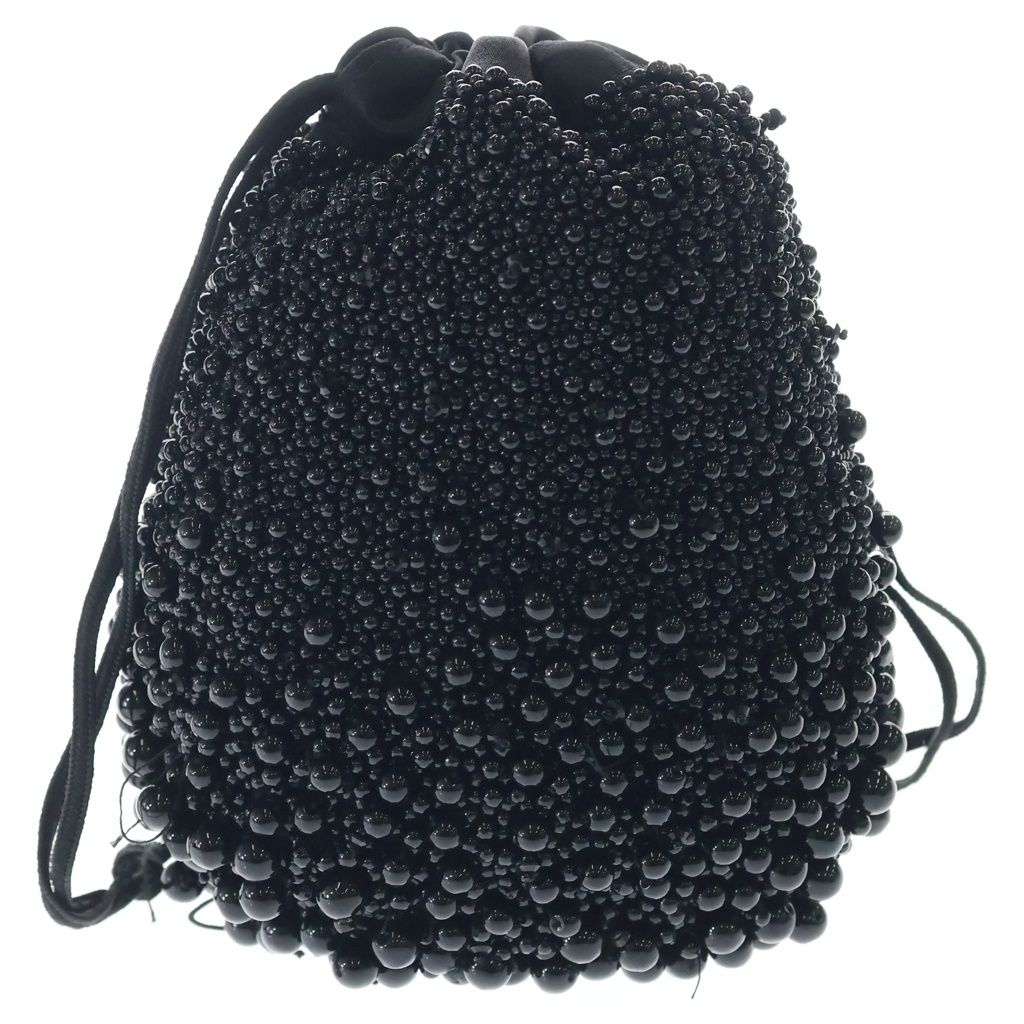 Chanel CC Logo Beads Drawstring Pouch Mini Bag Black — view 2