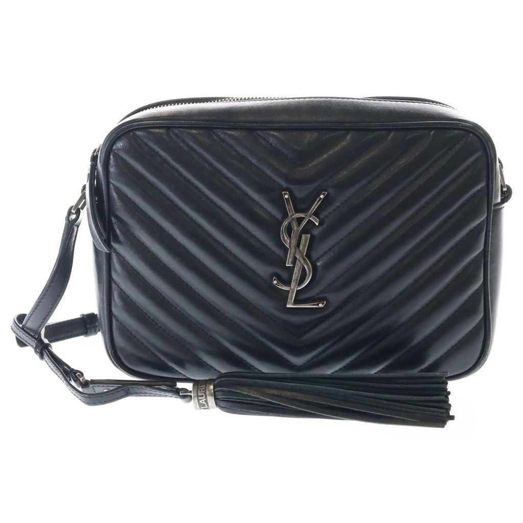 Saint Laurent Paris Shoulder Bag Black Leather Silver