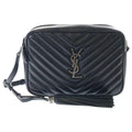 Saint Laurent Paris Shoulder Bag Black Leather Silver