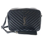 Saint Laurent Paris Shoulder Bag Black Leather Silver