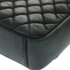 Chanel Quilted Single Flap Double Chain Shoulder Bag Silver Black — view 5
