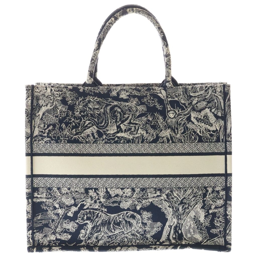 Dior Book Tote Large Toile de Jouy Reverse Embroidery Navy Jacquard — view 2